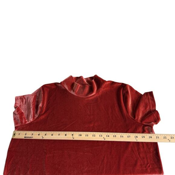 Madewell Velvet Mockneck Tee in Burnished Rust Women’s Size‎ Large - Picture 6 of 10